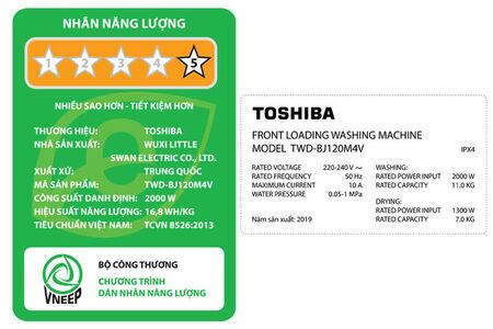 Máy giặt sấy Toshiba Inverter 11 Kg TWD-BJ120M4V(SK)