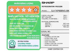 Tủ lạnh Sharp Inverter 525 lít SJ-FXP600VG-BK