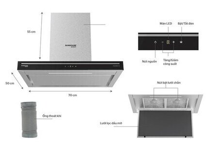 MÁY HÚT MÙI CAO CẤP CHỮ “T” SUNHOUSE MAMA MMB6816-70