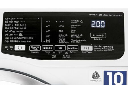 Máy giặt 9 Kg Electrolux EWF9025BQWA Inverter màu trắng