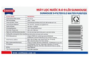 Máy lọc nước RO nóng nguội lạnh Sunhouse SHA76215CK 9 lõi