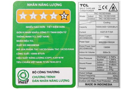 Máy lạnh TCL Inverter 1 HP TAC-10CSD/XA66