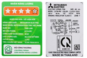 Quạt cây Mitsubishi LV16-RV CY-GY xám đậm