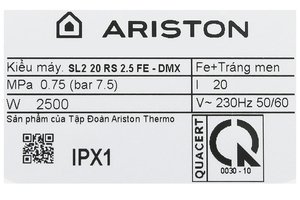 Máy nước nóng gián tiếp Ariston 20 lít 2500W SL2 20 RS 2.5 FE