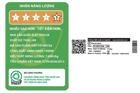 Máy giặt Electrolux Inverter 14 kg EWT1474M7SA
