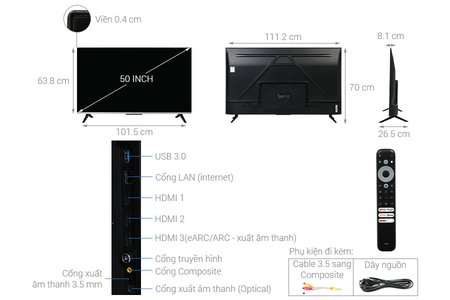 Google Tivi TCL 4K 50 inch 50P737