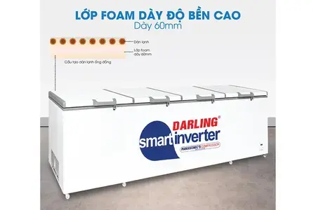 Tủ đông Darling Smart Inverter 2500 Lít DMF-1979ASI ( Dàn lạnh 100% bằng ống Đồng )