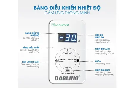 Tủ Đông Darling Inverter DMF-1779ASI 2100 lít 4 Cánh Thông Minh ( Dàn lạnh 100% bằng ống Đồng )