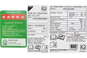 Máy lạnh Daikin Inverter 1 HP ATKC25UAVMV