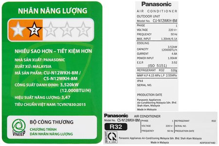 Máy lạnh Panasonic 1.5HP CU/CS-N12ZKH-8