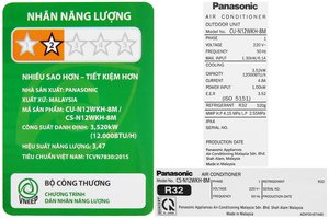 Máy lạnh Panasonic 1.5HP CU/CS-N12ZKH-8