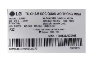 Tủ chăm sóc quần áo thông minh LG Styler Inverter 3 móc S3MFC