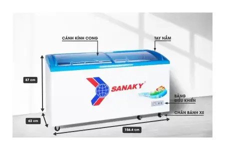 Tủ đông Sanaky VH-6899K mặt kính cong 680 lít