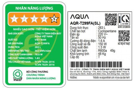 Tủ lạnh Aqua Inverter 283 lít AQR-T299FA(SL)