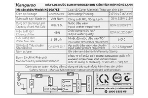 Máy lọc nước RO nóng nguội lạnh Hydrogen Kangaroo KG10A7ES 5 lõi