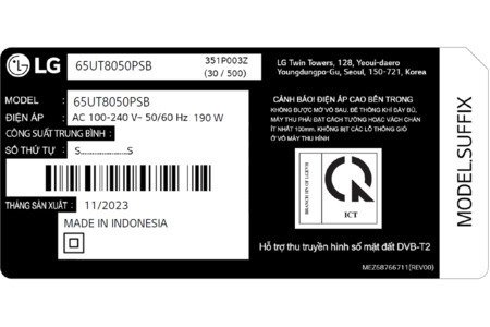 Smart Tivi LG 4K 65 Inch 65UT8050PSB