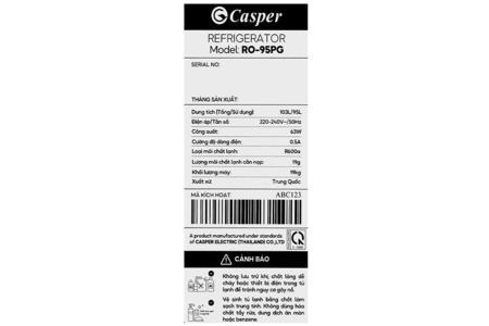 Tủ lạnh Casper 95 lít RO-95PG