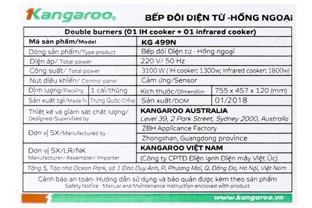 Bếp từ hồng ngoại lắp âm Kangaroo KG499N