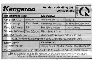 Bình đun siêu tốc Kangaroo 2 lít KG-20SK3