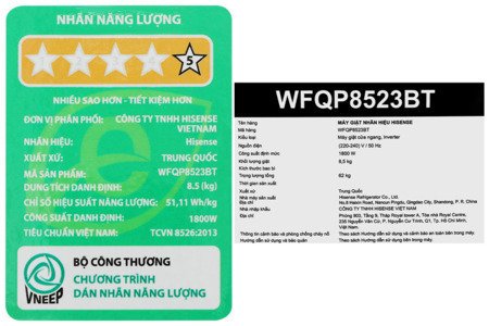 Máy giặt Hisense 8.5 kg WFQP8523BT