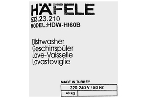 Máy rửa chén bán âm Hafele HDW-HI60B (533.23.210)