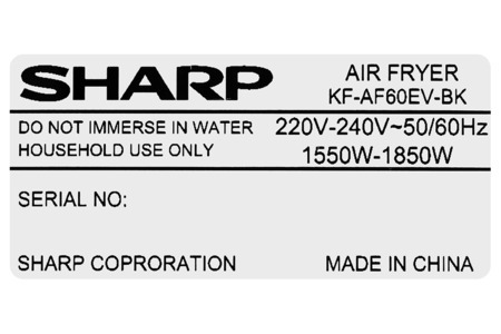Nồi chiên không dầu Sharp KF-AF60EV-BK 6 lít