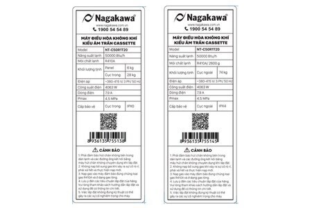 Máy lạnh âm trần Nagakawa 5.0HP NT-C50R1T20 - điện 3 pha