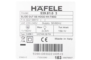 Máy hút mùi âm tủ Hafele HH-TI60D (539.81.083)