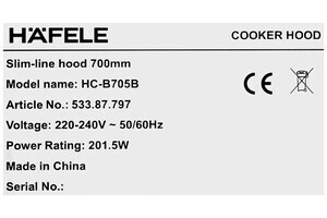 Máy hút mùi âm tủ Hafele HC-B705B (533.87.797)