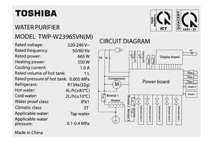 Máy lọc nước RO nóng nguội lạnh Toshiba TWP-W2396SVN(M) 10 lõi