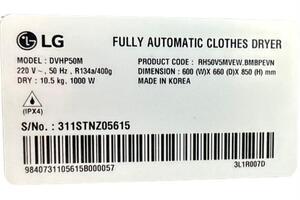 Máy sấy bơm nhiệt LG 10.5 kg DVHP50M
