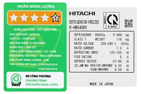 Tủ lạnh Hitachi Inverter 540 lít Multi Door R-HW540RV(X)