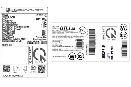 Tủ lạnh LG Inverter 335 lít LBB33BLM