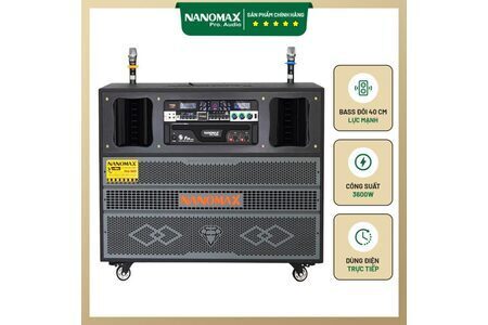 Loa Kéo Điện Nanomax Pro-929 Bass Đôi 40cm 3600w