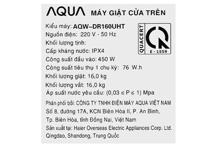 Máy giặt Aqua Inverter 18 kg AQW-DR180UHT PS