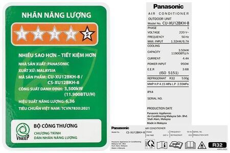 Máy lạnh Panasonic Inverter 1.5 HP CU/CS-XU12BKH-8