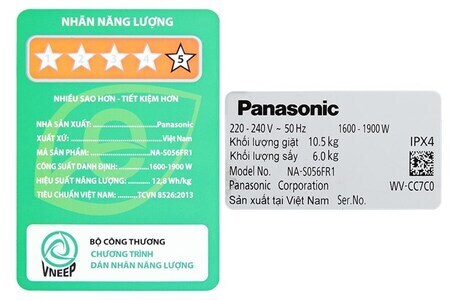 Máy giặt sấy Panasonic Inverter giặt 10.5 kg - sấy 6 kg NA-S056FR1BV