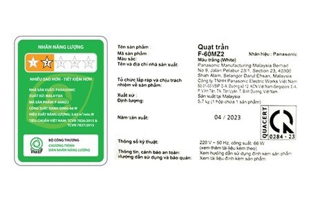 Quạt trần Panasonic 3 cánh F-60MZ2 66W - Màu Trắng