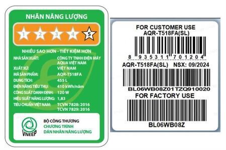 Tủ lạnh Aqua Inverter 455 lít AQR-T518FA(SL)