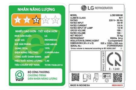 Tủ lạnh LG 195 lít LOB16BGM