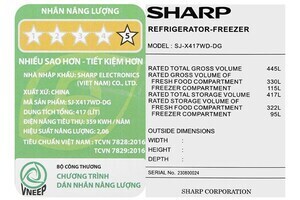 Tủ lạnh Sharp Inverter 417 lít SJ-X417WD-DG