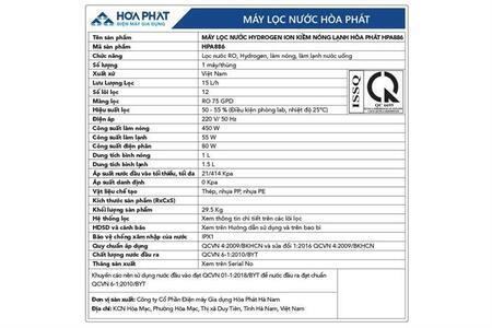 Máy lọc nước RO nóng nguội lạnh Hydrogen ion kiềm Hòa Phát HPA886 12 lõi