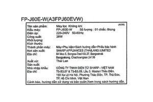 Máy lọc không khí Sharp FP-J60E-W 38W