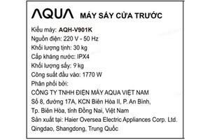 Máy sấy thông hơi Aqua 9 kg AQH-V901K PS