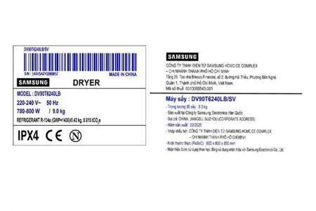 Máy sấy bơm nhiệt Samsung 9 kg DV90T6240LB/SV