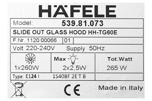 Máy hút mùi âm tủ Hafele HH-TG60E (539.81.073)