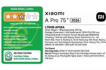 Google Tivi Xiaomi S Pro Mini LED 4K 75 Inch L75MB-SSEA