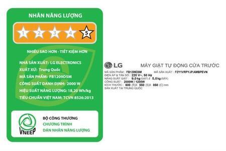 Máy giặt sấy LG Inverter giặt 9 kg - sấy 5 kg FB1209D5M