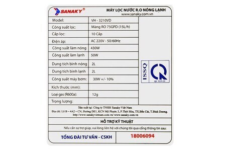 Máy lọc nước RO nóng nguội lạnh Sanaky 10 lõi VH-3210VD