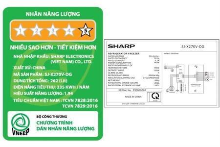 Tủ lạnh Sharp Inverter 247 lít SJ-X270V-DG